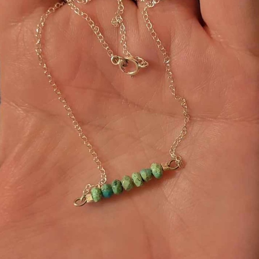 Genuine Turquoise on a Dainty Sterling Silver Chain